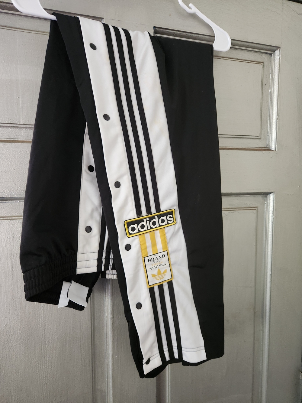 adidas Black, White & Yellow Snap Track Pants